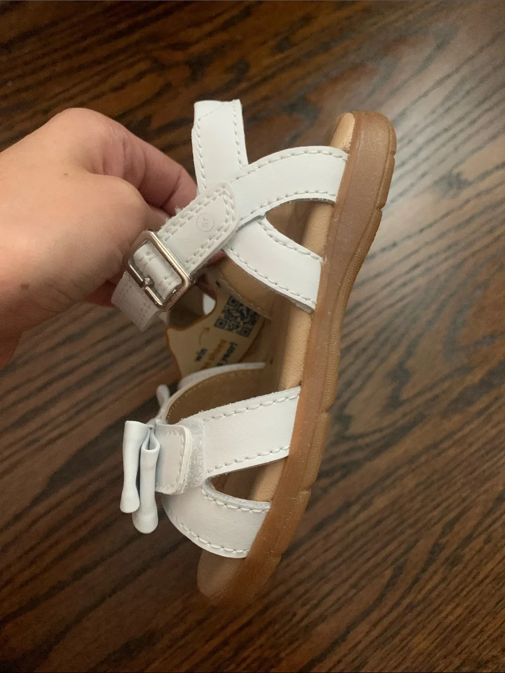 Stride Rite Wide White Bow Sandals